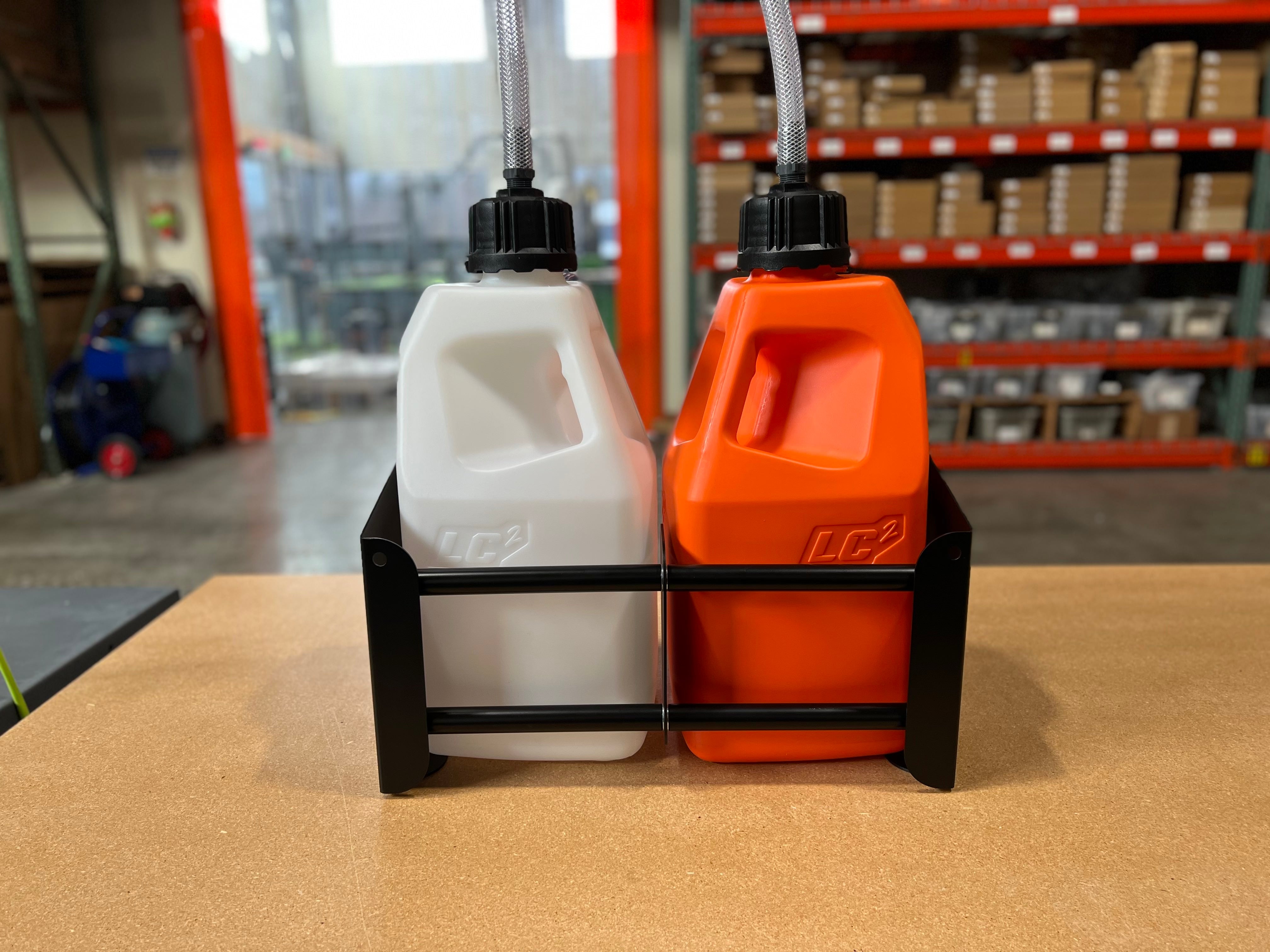 Dual Fuel Jug Rack Floor Mount with Optional Lock