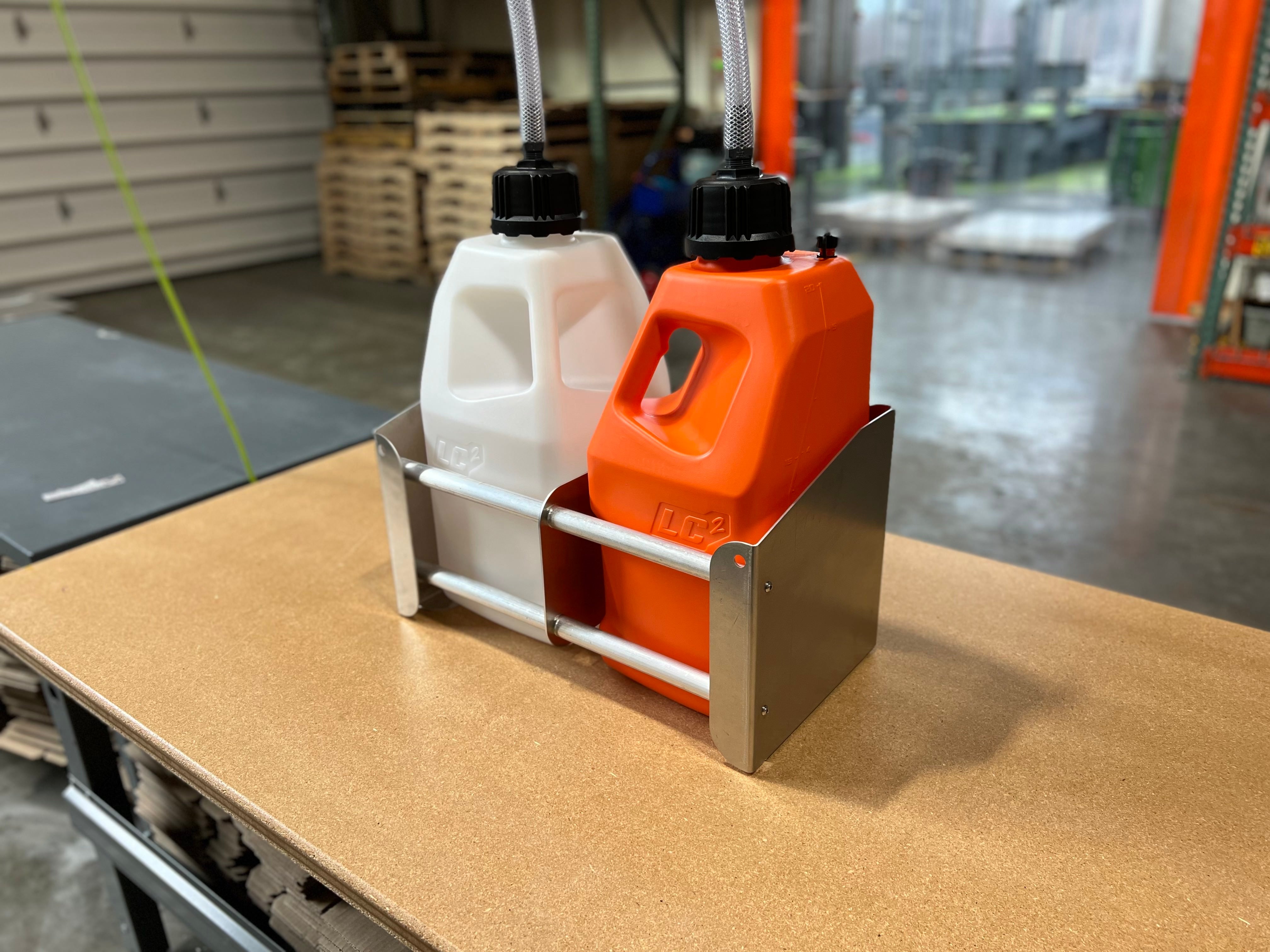 Dual Fuel Jug Rack Floor Mount with Optional Lock