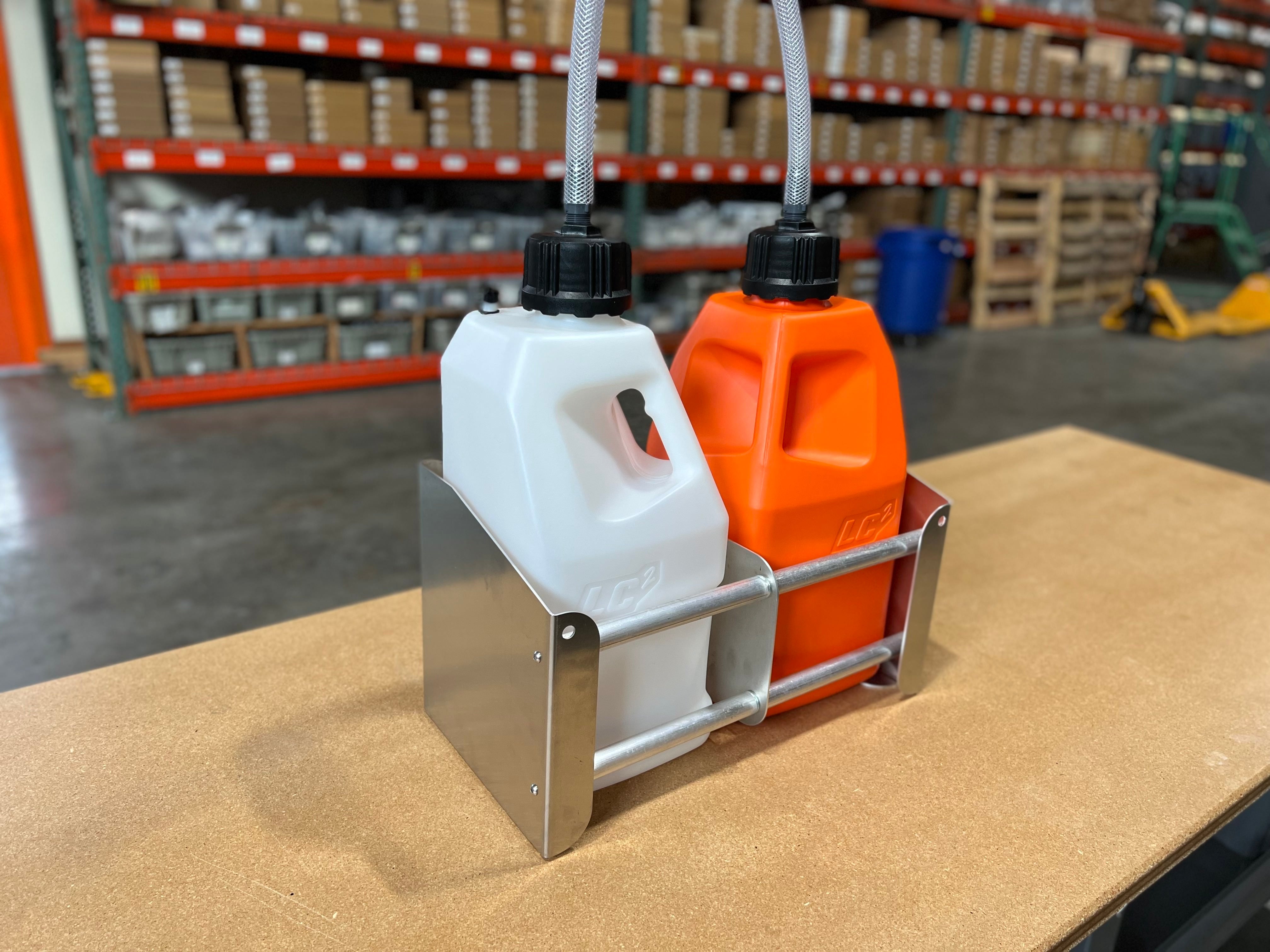 Dual Fuel Jug Rack Floor Mount with Optional Lock