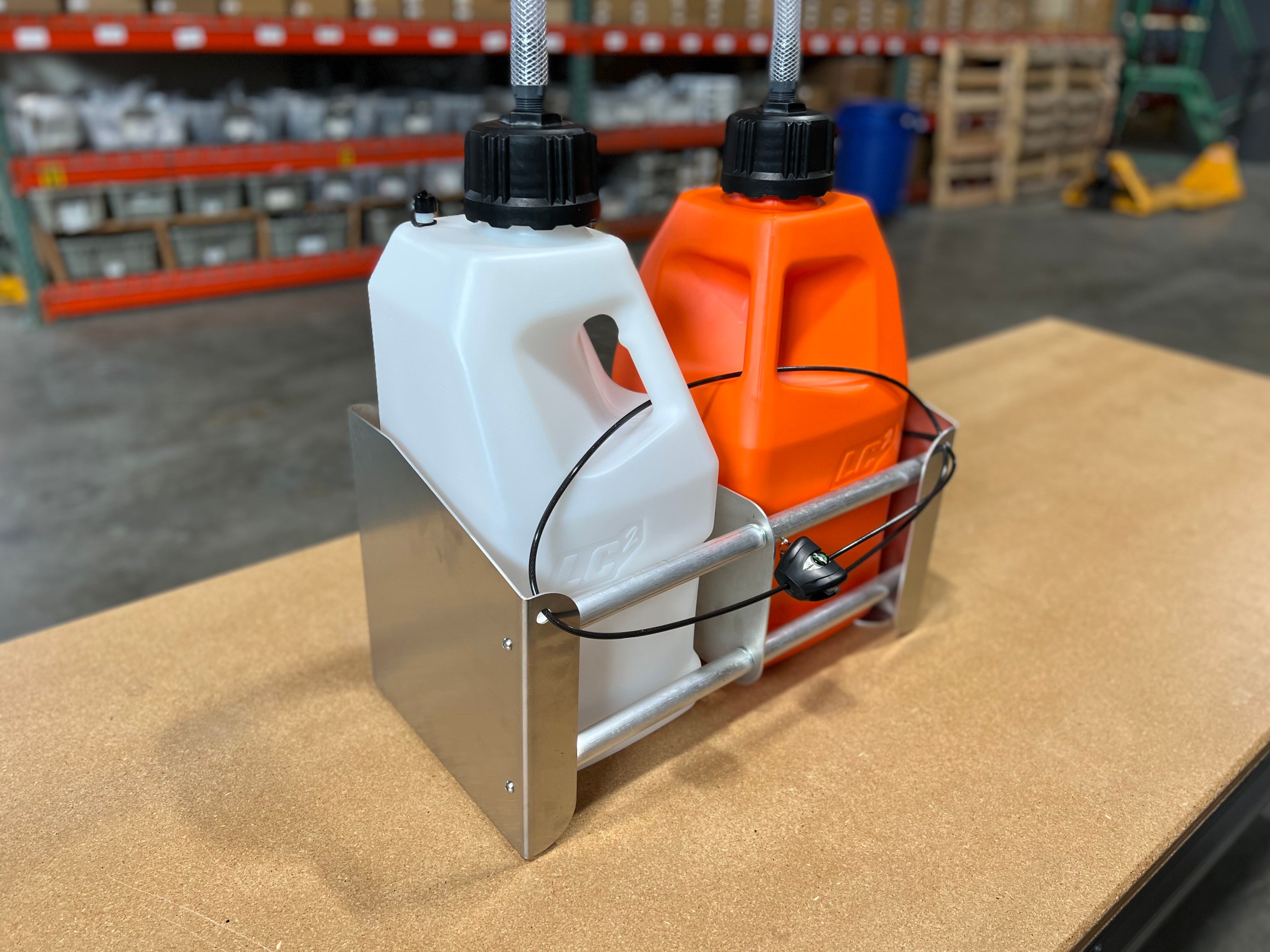 Dual Fuel Jug Rack Floor Mount with Optional Lock
